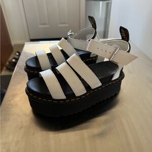 Dr. Martens Black and White Platform Sandals